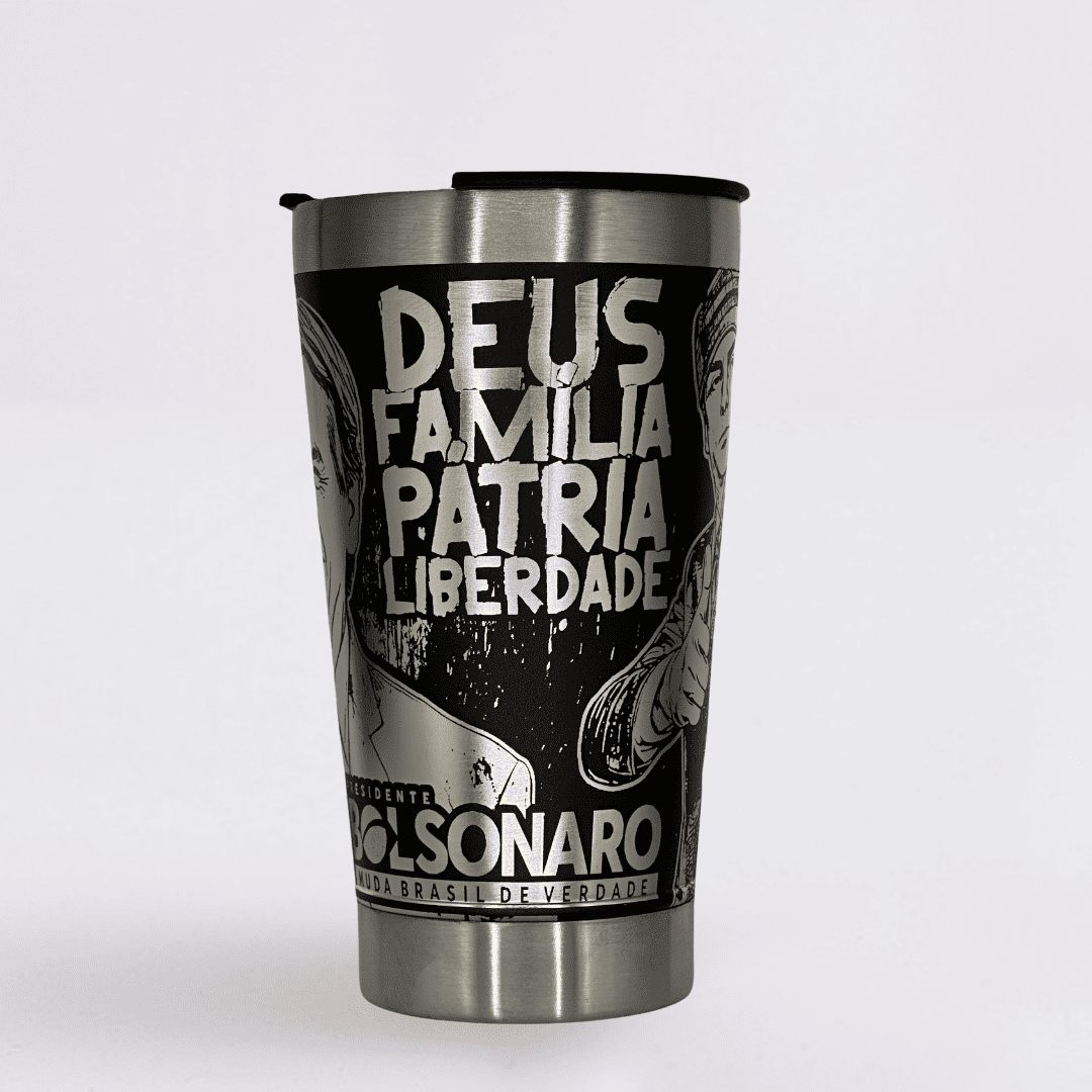 Mito Patriota #01 – Copo Térmico Preto Personalizado 360° a Laser + Brinde