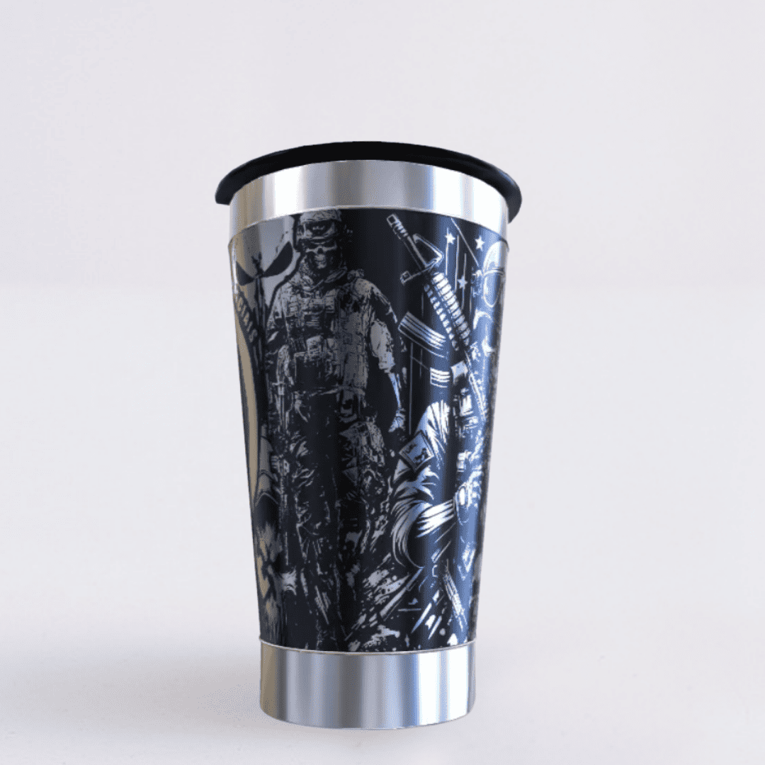 B.O.P.E.  – Copo Térmico Preto Personalizado 360° a Laser + Brinde