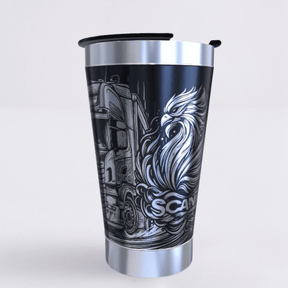 Scania – Copo Térmico Preto Personalizado 360° a Laser + Brinde
