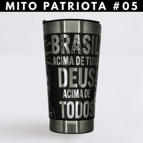 Mito Patriota #05 – Copo Térmico Preto Personalizado 360° a Laser + Brinde