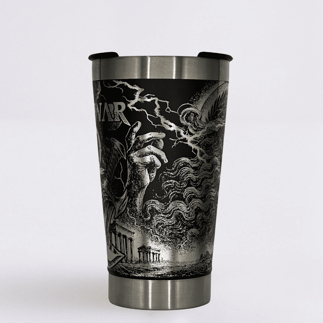 God Of War – Copo Térmico Preto Personalizado 360° a Laser + Brinde