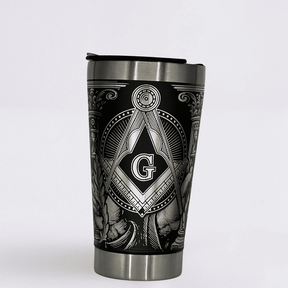 Maçom – Copo Térmico Preto Personalizado 360° a Laser + Brinde